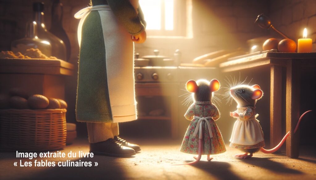 la recette de la gougère de Touraine : les deux souris demandent à la cuisinière