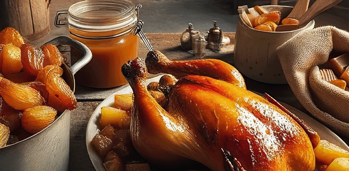 Poulet rôti au caramel au beurre salé avec son caramel